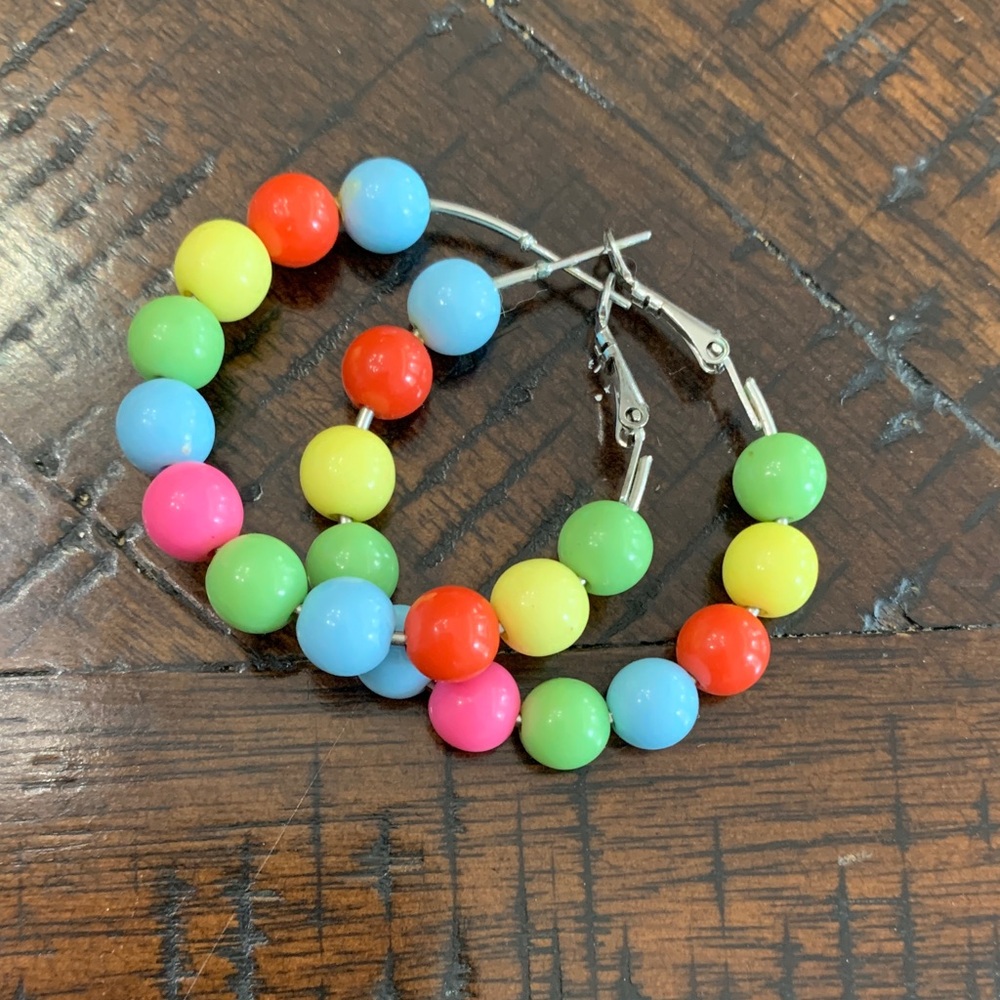 Colorful Beaded Hoop Earrings